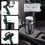 2-in-1 car phone holder, cup holder, black, 360 rotatable, compatible with multiple formats 3