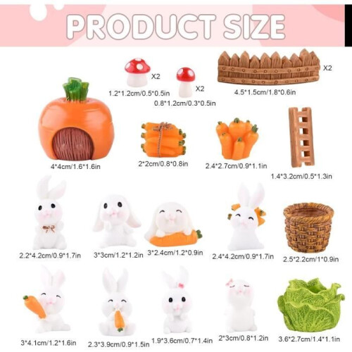 20 Mini Bunny Cake Toppers for Kids' Parties 1