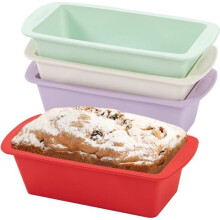 4-Pack Silicone Baking Molds – Mini Rectangular Non-Stick Baking Molds for Cakes, Bread, Pastries and Other Baking Supplies