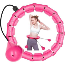 Weight Loss Exercise Hoop with Massage Nubs and 24 Adjustable Hoops for Adults, Children, and Beginners, Pink
