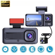 Car Dashcam, Three Recording, 1080P HD Car Camera, Front and Rear Dashcam, 170 Wide Angle