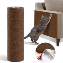 Cat scratching mat, 200 x 40 cm, self-adhesive and cuttable sofa protector, for furniture, walls and scratching posts, brown
