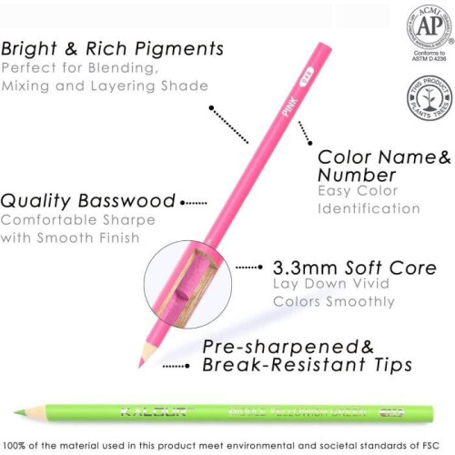 Colored Pencil Set - Unspecified - 180 Pencils - Metal - Lime Wood - Unbreakable 1