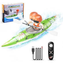 RC Boat for Kids, 2.4GHz Remote Control Kayak with Colorful LED Lights for Lake, Pool, Bathtub, Green