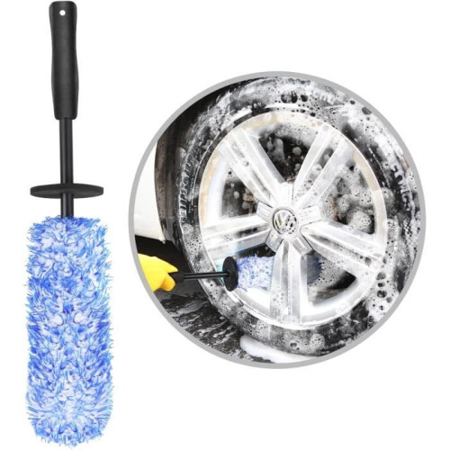 Rim cleaning brush, microfiber brush, scratch-resistant, blue