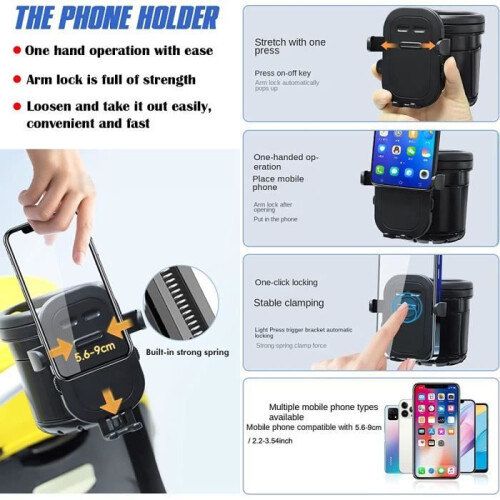 Stroller Cup Holder with Phone Holder, 3-in-1 Universal Baby Bottle Holder for Stroller 2