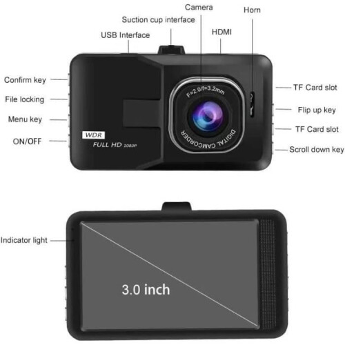 1080p, 170, 3-inch dashcam with parking mode, motion detection and loop recording 2