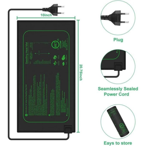 Waterproof Hydroponic Seedling Heat Mat, 52 x 25 cm, 21 W 1