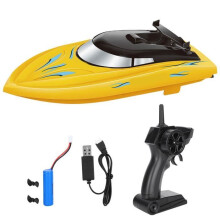 Fdit 2.4GHz Remote Control Boat, Waterproof High Speed Motorboat, Model Toy for Kids (Yellow)