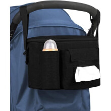 Storage bag for prams and buggies, diaper bag, pram accessories, all pram models - black
