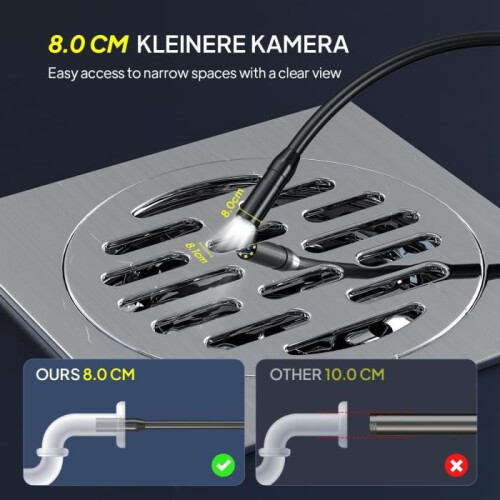 1080P HD endoscope camera with 5m semi-rigid cable, 8 adjustable LEDs, ideal gadget for men 2