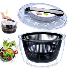 Centrifuga per insalata professionale da 5 litri, posate per insalata di grande capacità, centrifuga per insalata classica trasparente, centrifuga