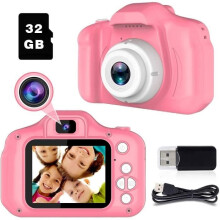 Fotocamera Kids Mate - Schermo HD da 2 pollici - 8 MP/1080p - Scheda TF da 32 GB - Rosa