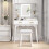 Homcom HOMCOM Dressing Table with LED Lighted Mirror and Cushioned Stool White 9