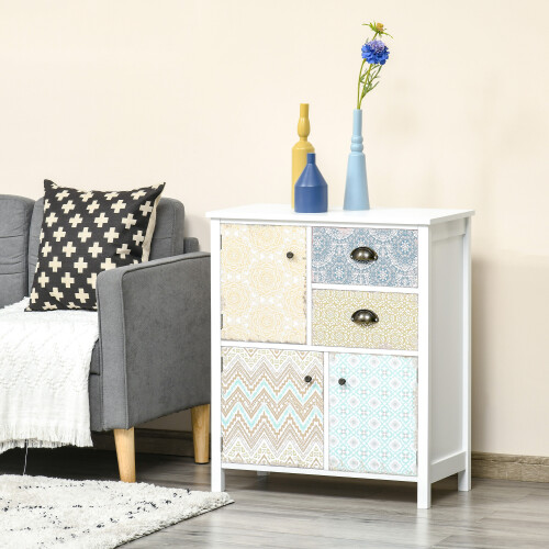 Homcom HOMCOM 5 Drawer Table Multi-purpose Storage Chest Sideboard Retro Style Entryway