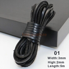 (A) 5m Flat Leather Cord Strand String Rope for Necklace Bracelet Jewelry Making DIY
