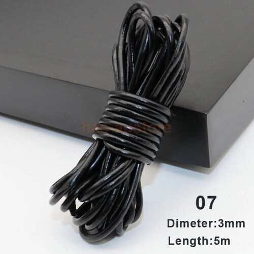 (G) 5m Flat Leather Cord Strand String Rope for Necklace Bracelet Jewelry Making DIY