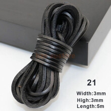 (U) 5m Flat Leather Cord Strand String Rope for Necklace Bracelet Jewelry Making DIY