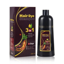 Shampoo colorante per capelli castano scuro, shampoo colorante istantaneo 3 in 1, shampoo colorante a lunga durata, 500 ml