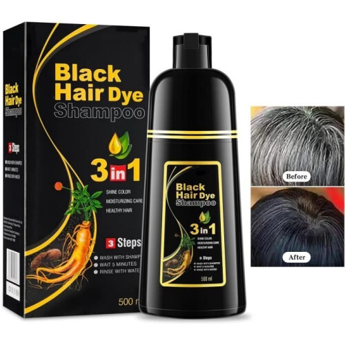 Shampoo colorante per capelli neri, 500 ml, colore istantaneo per capelli, per uomo e donna, nero
