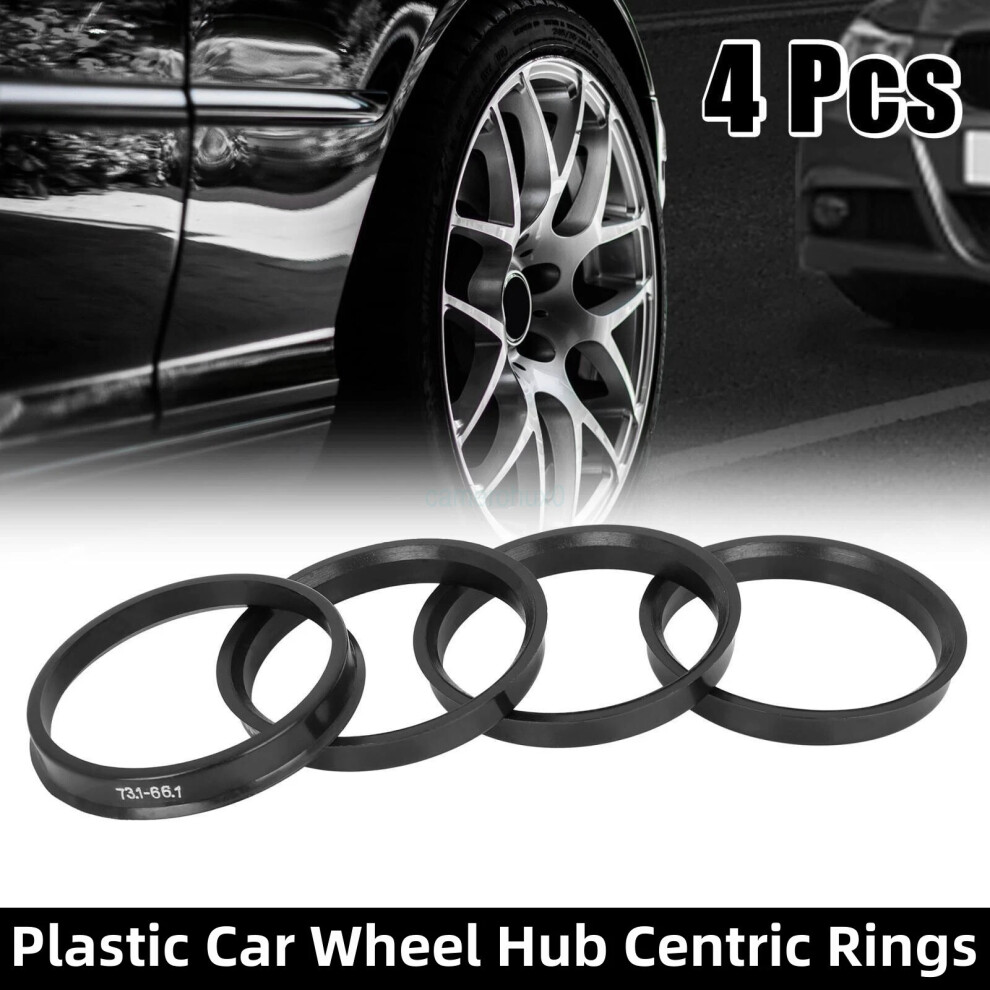 (60.1-57.1) New - Wheel Hub Centric Rings Spacer Plastic -4 Rings *37 Sizes Optional* Black 6963793967797