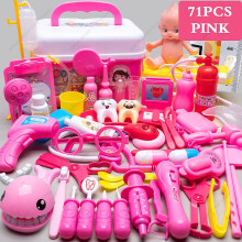 Children's Medical Toy Set Doctor's Play Equipment Toy Doctor Stethoscope Set Children's Doctor Play Set 71PCS Red