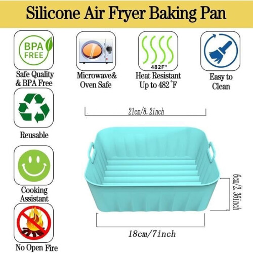 Cestello per friggitrice ad aria in silicone da 2 pezzi, teglie in silicone, accessori per friggitrice ad aria 1