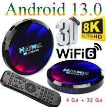 Android TV Box, IPTV Box Android 13.0 TV Box 4 GB RAM/32 GB ROM Smart Media Player 2.4 GHz/5.0 GHz WiFi BT5.0 8K 3D Smart TV Box