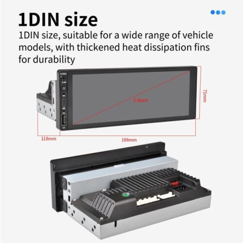 Android 12 1G+32G 6,86 pollici HD Touch Screen 1 DIN Autoradio GPS Wireless CarPlay Android Auto Mirror Link Bluetooth WiFi 1