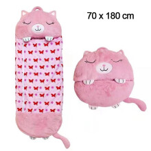 PIMPIMSKY Cute Happy Nappers 2 in 1 sacco nanna e cuscino per bambini, 180 x 70 cm, trapunta, adatto a tutte le stagioni, rosa