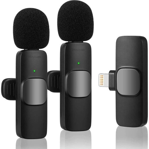 Microfoni lavalier wireless per iPhone e iPad, microfono plug-and-play, connessione automatica e cancellazione intelligente del rumore