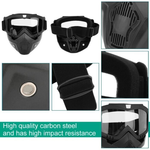 Maschera di sicurezza – SONEW – Maschera antiappannamento – Resistente agli urti – Nera e trasparente – Unisex 1