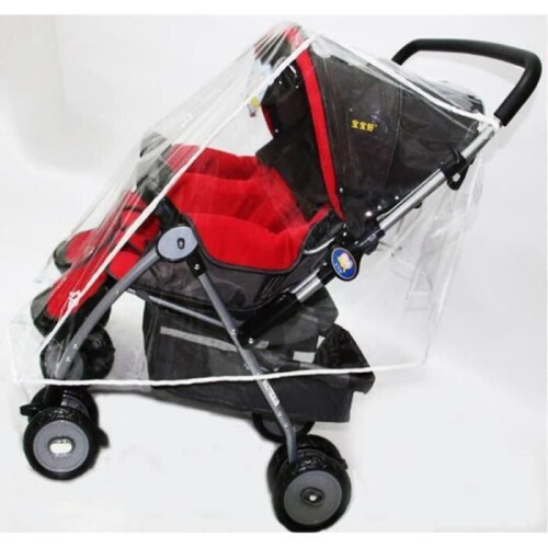 SG00034 - Parapioggia universale per passeggini doppi, impermeabile e antivento, trasparente 2