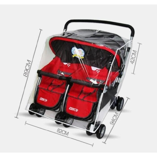 SG00034 - Parapioggia universale per passeggini doppi, impermeabile e antivento, trasparente 1