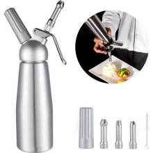 Set professionale per panna montata con 3 ugelli in acciaio inox, 500 ml