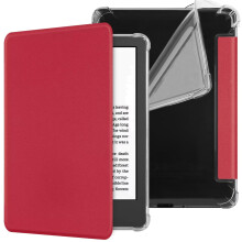 Clear Case for 7'' Kindle Paperwhite 12th Gen & Kindle Colorsoft Sig Ed () - Slim Leather T Cover (Red)