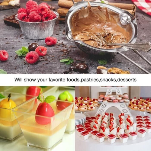 50 bicchieri da dessert in plastica riutilizzabili, bicchieri da dessert sostenibili con cucchiai 1