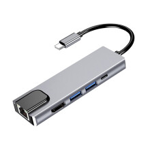 LESANGBAIHUODIAN Powered USB Hub USB3.0 High-Speed Transmission 5-Port Hub Splitter Multi-Port Adapter with 4K HDMI,Notebook Desktop H052