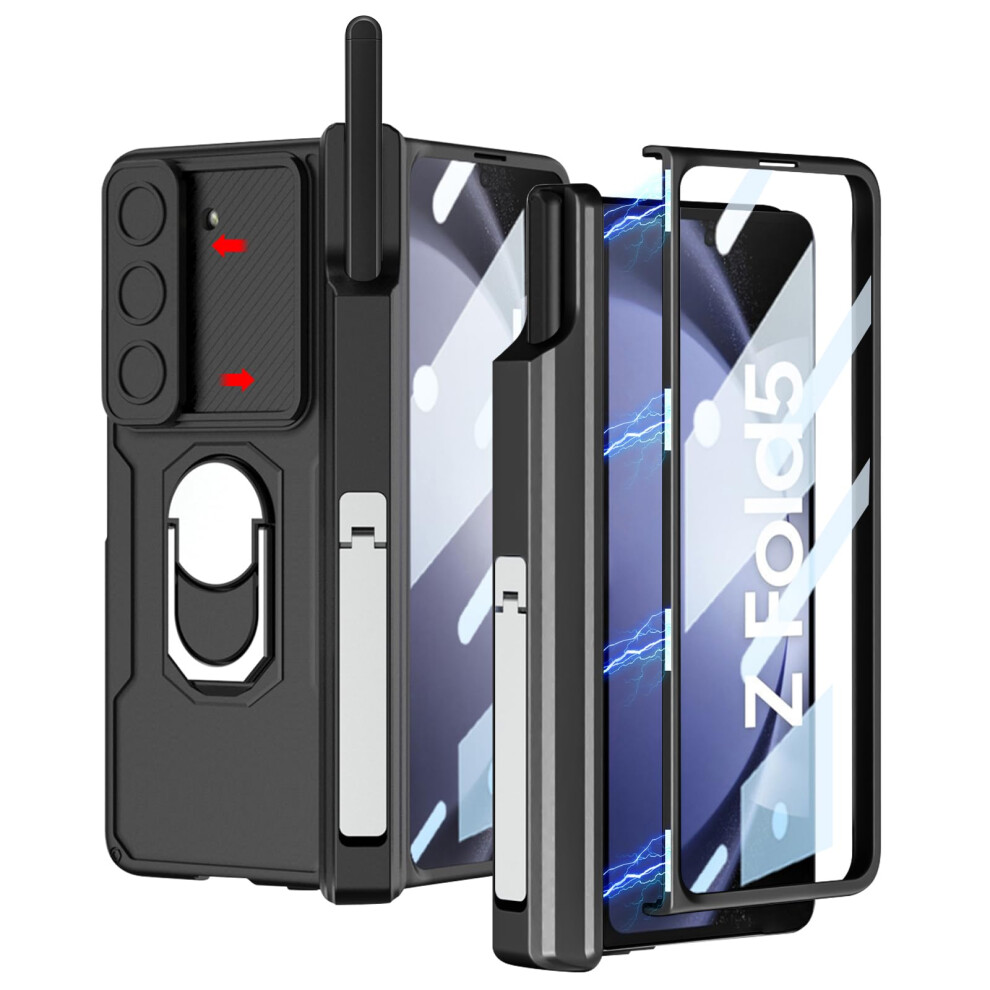 Dootoo For Samsung Galaxy Z Fold 5 Case With S Pen Holder & Hinge Coverage Protection [Ring Kickstand] 940534619081