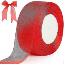 Red Organza Ribbon,Double Faced Sheer Chiffon Ribbon for Gift Wrapping