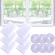 Set di 6 zanzariere per finestre, 130 x 150 cm, con 6 strisce adesive