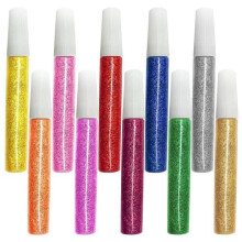 Confezione da 10 tubetti di colla glitterata, vernice glitterata, per lavori artigianali, decorazioni e creazioni creative