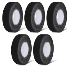 Confezione da 5 pezzi di nastro adesivo intrecciato in acetato resistente al calore da 19 mm x 15 m per cablaggi destinati al settore automobilistico.