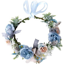 Corona di fiori blu per donne e ragazze, stile bohémien, per matrimoni, feste e spiaggia