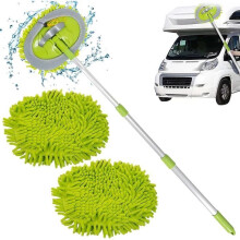 Spazzola per autolavaggio, 105 cm, con manico lungo, 2 in 1, microfibra, ciniglia, guanto di lavaggio, spazzola per la pulizia dell'auto