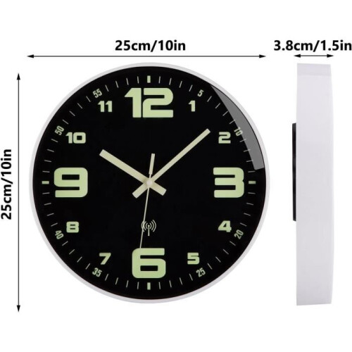 Orologio da parete - Luminoso - Design moderno - Silenzioso - 25 cm 1