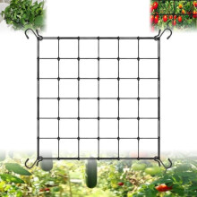 Rete per tenda da coltivazione, rete di supporto per piante 120 x 120 cm, rete elastica per coltivazione, rete per piante rampicanti con 4 ganci
