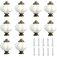 Set di 10 pomelli compatti per cassetti e armadietti in stile zucca vintage, bianchi