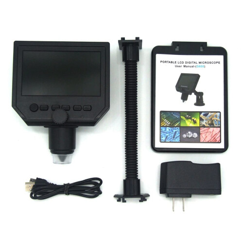 Microscope Accessories Kit 600X 3.6MP 8LED Digital Microscope 4.3' USB Electronic Video Microscopes Microscope Slides