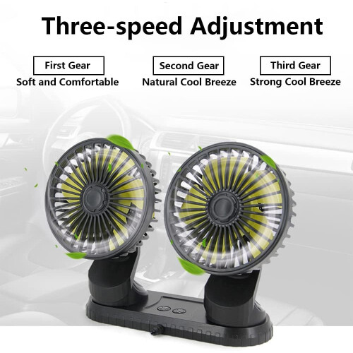 MultiAngle Rotatable Dashboard Three Gears Summer Cooling Fan Accessories USB Powered Car Dual Head Fan 2